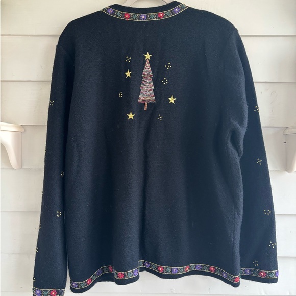 Bechamel Christmas Trees and Stars Wool Zip Up Sweater Size XL - Picture 11 of 13